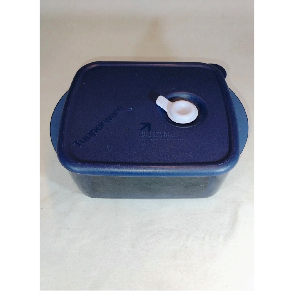 Tupperware CrystalWave Navy Blue Square Microwave Vented Food Storage Container